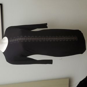 KAREN KANE Women's Black Embellished Lined Sheath Dress-3/4 Sleeves-NWOT-Sz M